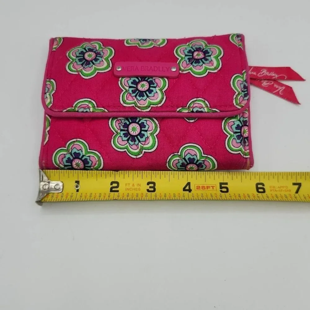 Vera Bradley Euro Wallet in Pink Swirls Flowers Card Holder Small Travel